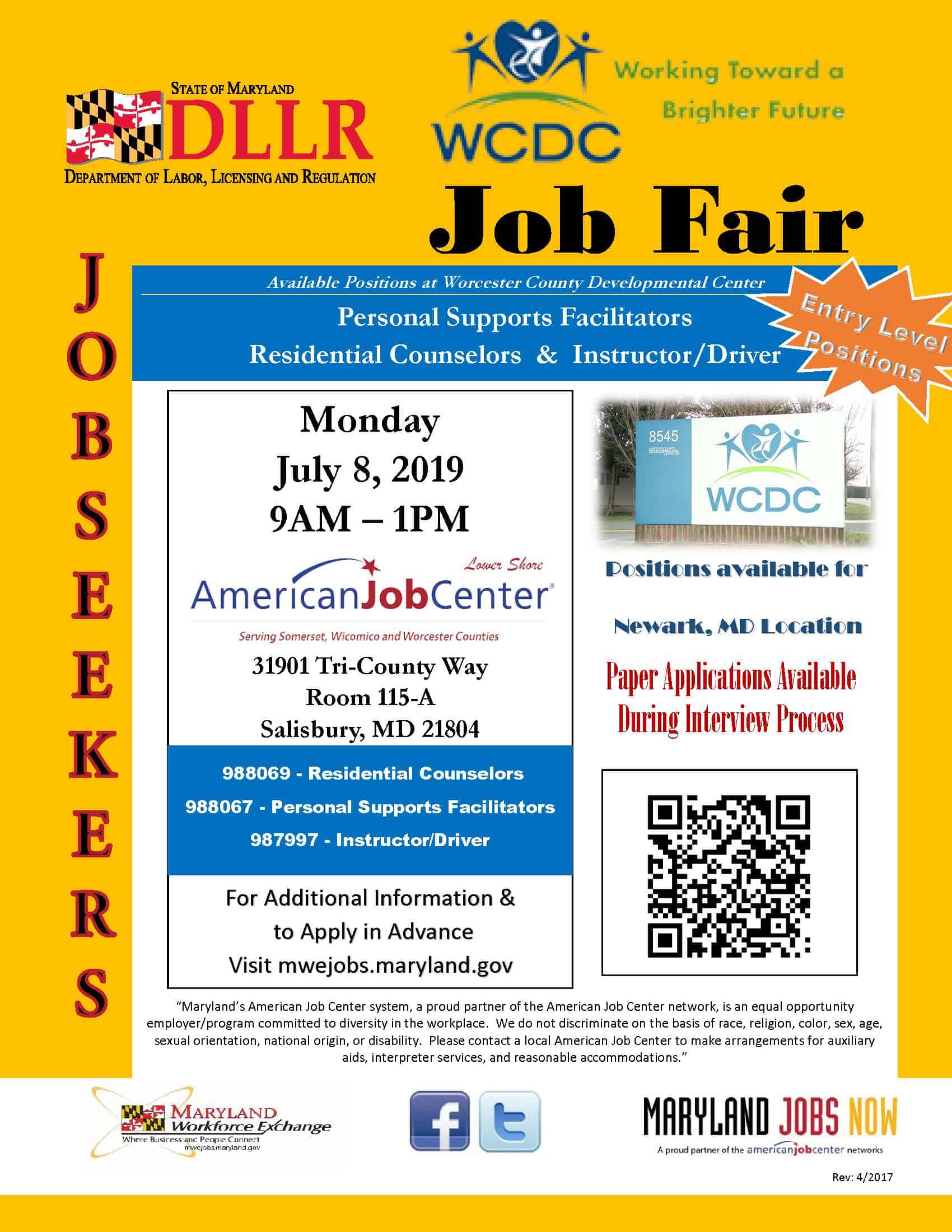 WCDC Job Fair Flyer 07-08-2019